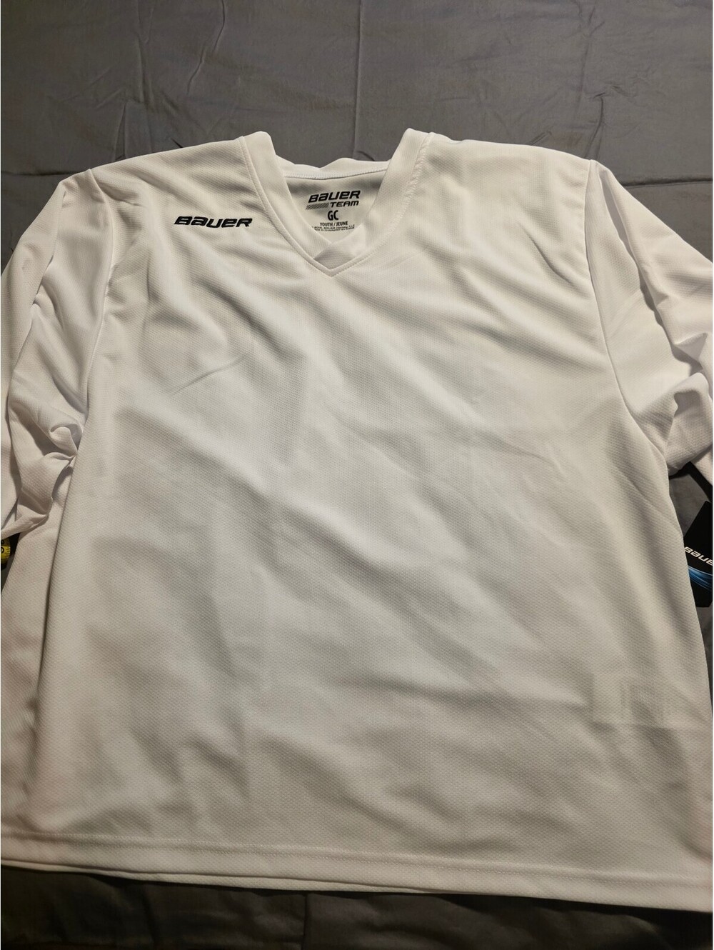 Bauer Flex Practice Hockey Jersey Youth Goalie Cut White NWT 1054931